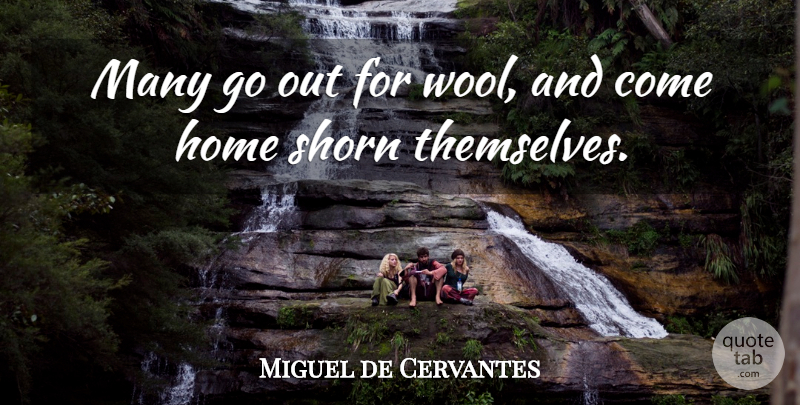 Miguel de Cervantes Quote About Home, Wool, Coming Home: Many Go Out For Wool...
