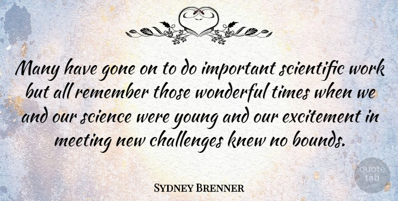 Sydney Brenner Quote About Challenges, Important, Gone: Many Have Gone On To...