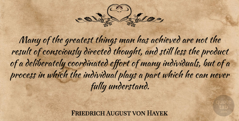 Friedrich August von Hayek Quote About Men, Civilization, Play: Many Of The Greatest Things...