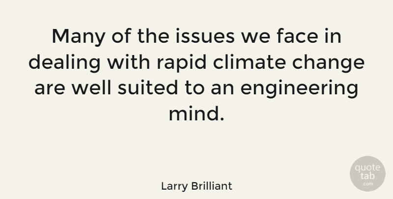 Larry Brilliant Quote About Change, Climate, Dealing, Face, Issues: Many Of The Issues We...