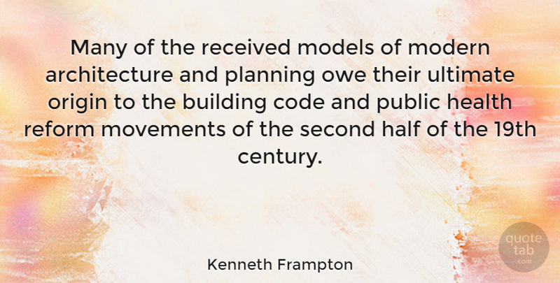Kenneth Frampton Quote About Reform, Movement, Half: Many Of The Received Models...