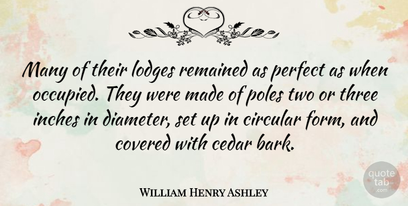 William Henry Ashley Quote About American Businessman, Circular, Covered, Inches, Perfect: Many Of Their Lodges Remained...