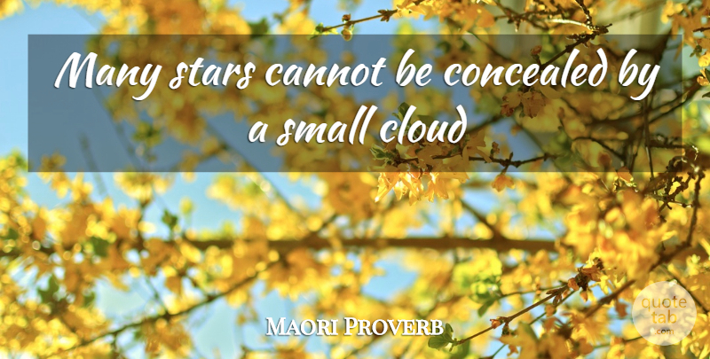 Maori Proverb Quote About Cannot, Cloud, Concealed, Small, Stars: Many Stars Cannot Be Concealed...