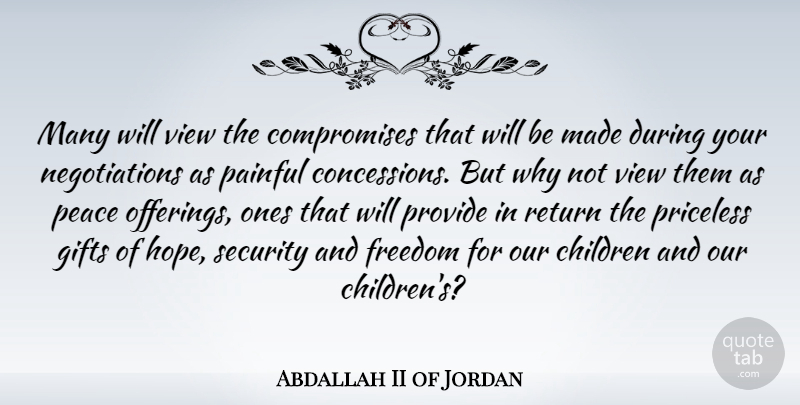 Abdallah II of Jordan Quote About Children, Offering, Views: Many Will View The Compromises...