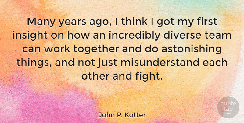 John P. Kotter Quote About Team, Fighting, Thinking: Many Years Ago I Think...