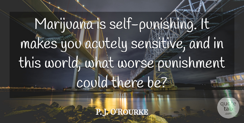 P. J. O'Rourke Quote About Marijuana, Punishment, Self: Marijuana Is Self Punishing It...