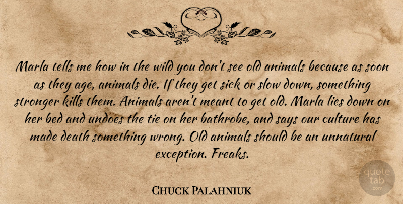 Chuck Palahniuk Quote About Death, Lying, Animal: Marla Tells Me How In...