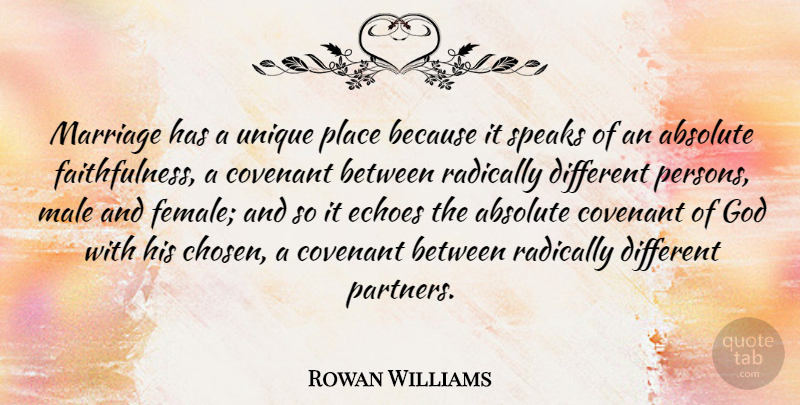 Rowan Williams Quote About Marriage, Unique, Covenant With God: Marriage Has A Unique Place...