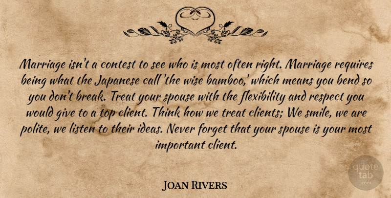 Joan Rivers Quote About Wise, Mean, Thinking: Marriage Isnt A Contest To...
