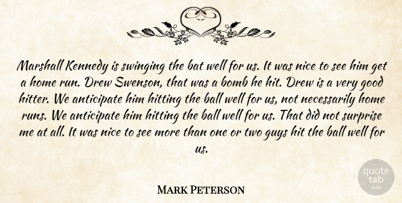 Mark Peterson Quote About Anticipate, Ball, Bat, Bomb, Drew: Marshall Kennedy Is Swinging The...