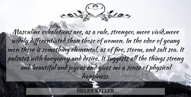 Helen Keller Quote About Beautiful, Strong, Men: Masculine Exhalations Are As A...