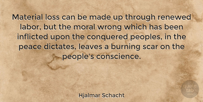 Hjalmar Schacht Quote About Loss, People, Burning: Material Loss Can Be Made...