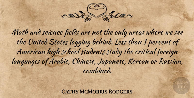 Cathy McMorris Rodgers Quote About School, Math, Chinese: Math And Science Fields Are...