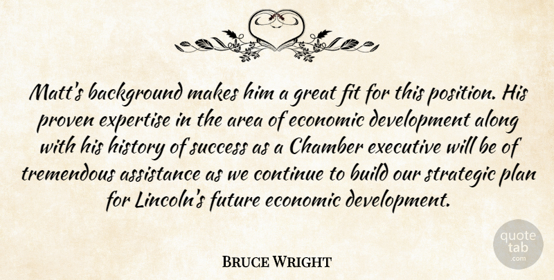 Bruce Wright Quote About Along, Area, Assistance, Background, Build: Matts Background Makes Him A...