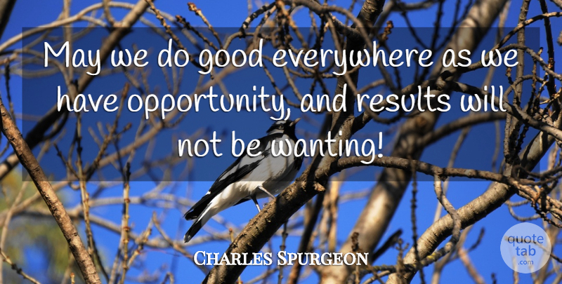 Charles Spurgeon Quote About Everywhere, Good, Results: May We Do Good Everywhere...