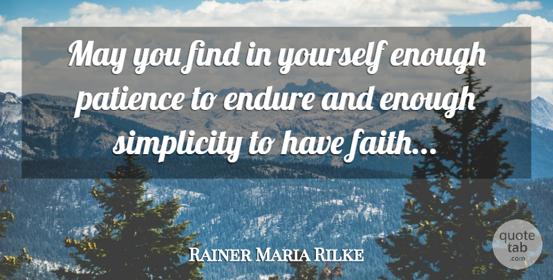 Rainer Maria Rilke Quote About Faith, Simplicity, May: May You Find In Yourself...