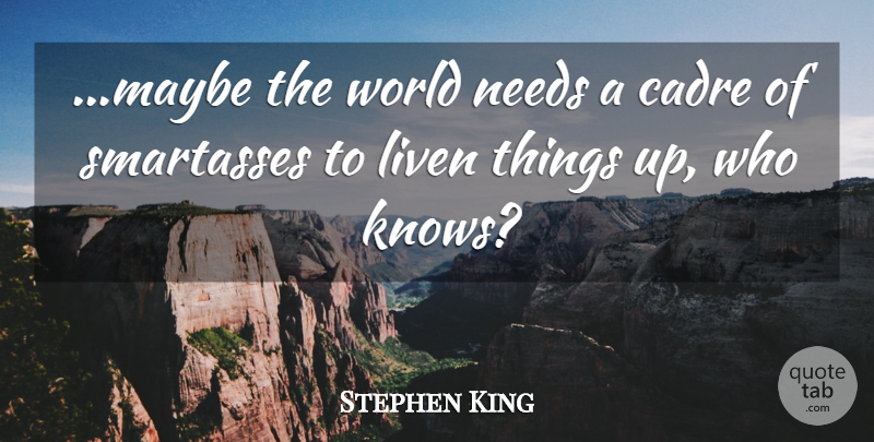 Stephen King Quote About World, Needs, Cadre: Maybe The World Needs A...