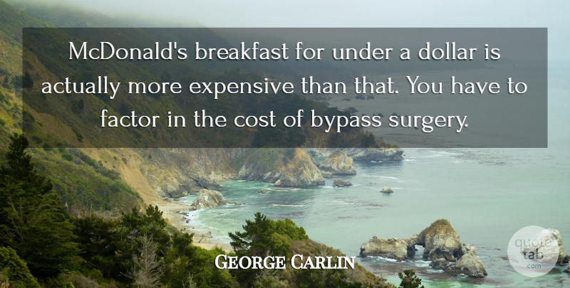 George Carlin Quote About Humorous, Mcdonalds, Cost: Mcdonalds Breakfast For Under A...