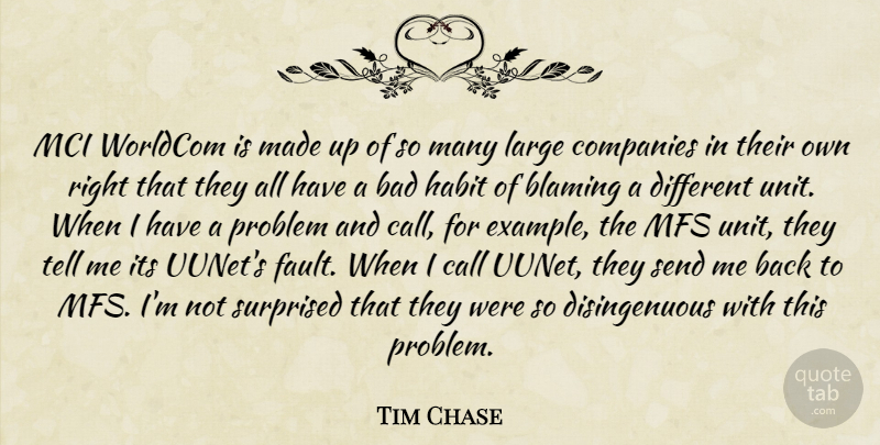 Tim Chase Quote About Bad, Blaming, Call, Companies, Habit: Mci Worldcom Is Made Up...