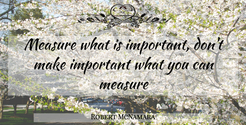 Robert McNamara Quote About Business, Important, Management: Measure What Is Important Dont...