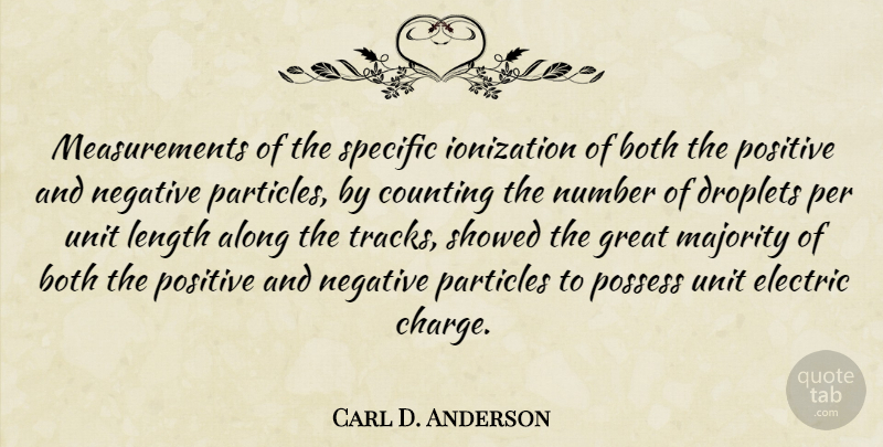 Carl D. Anderson Quote About Along, Both, Counting, Electric, Great: Measurements Of The Specific Ionization...