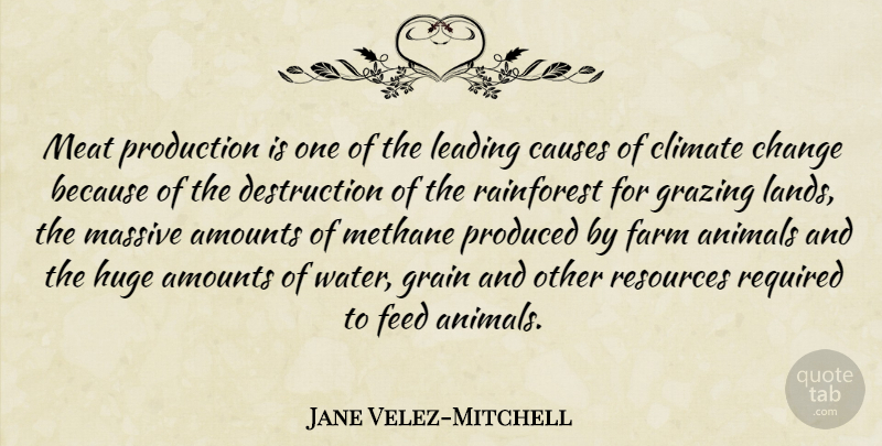 Jane Velez-Mitchell Quote About Causes, Change, Climate, Farm, Feed: Meat Production Is One Of...