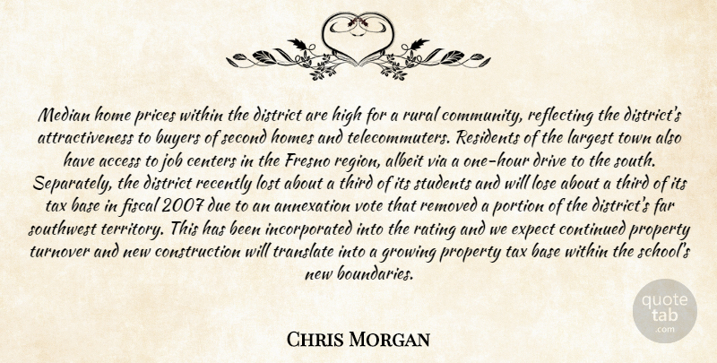 Chris Morgan Quote About Access, Albeit, Base, Buyers, Centers: Median Home Prices Within The...