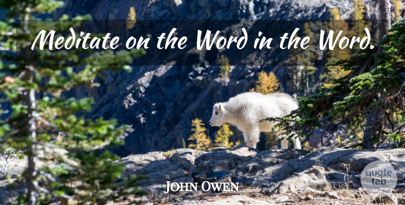 John Owen Quote About undefined: Meditate On The Word In...