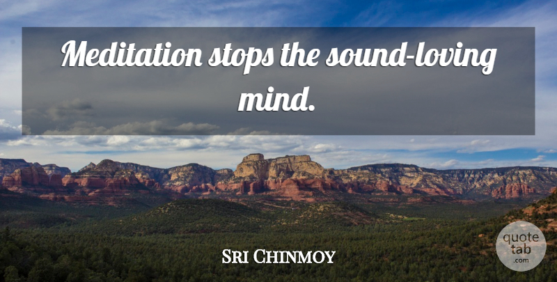 Sri Chinmoy Quote About Yoga, Meditation, Mind: Meditation Stops The Sound Loving...