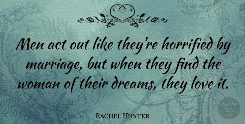 Rachel Hunter Quote About Dream, Men: Men Act Out Like Theyre...