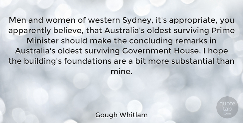 Gough Whitlam Quote About Apparently, Bit, Government, Hope, Men: Men And Women Of Western...