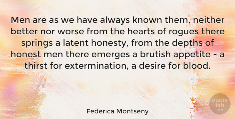 Federica Montseny Quote About Honesty, Spring, Heart: Men Are As We Have...