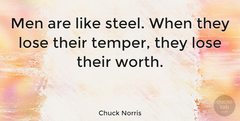 Chuck Norris Quote About Humorous, Bad Ass, Men: Men Are Like Steel When...