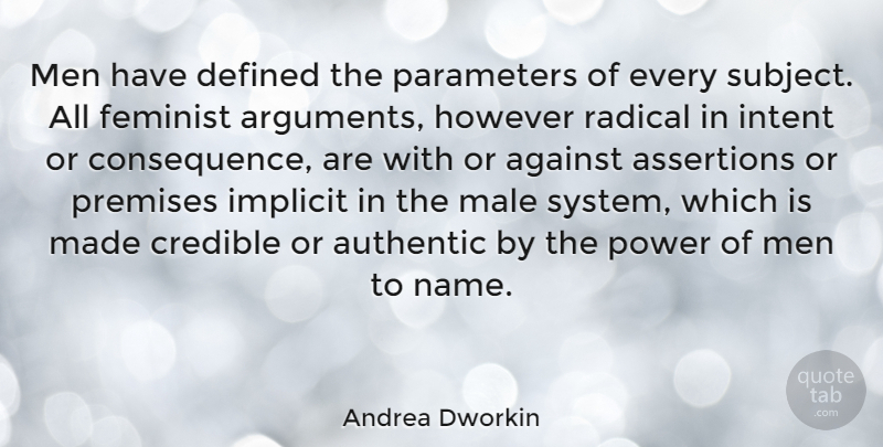 Andrea Dworkin Quote About Power, Men, Names: Men Have Defined The Parameters...
