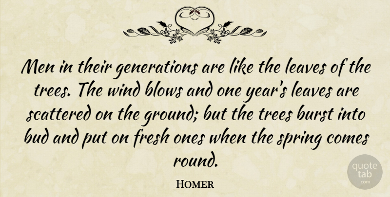 Homer Quote About Spring, Blow, Men: Men In Their Generations Are...