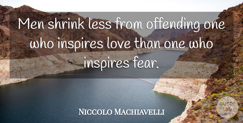 Niccolo Machiavelli Quote About Love, Philosophical, Men: Men Shrink Less From Offending...