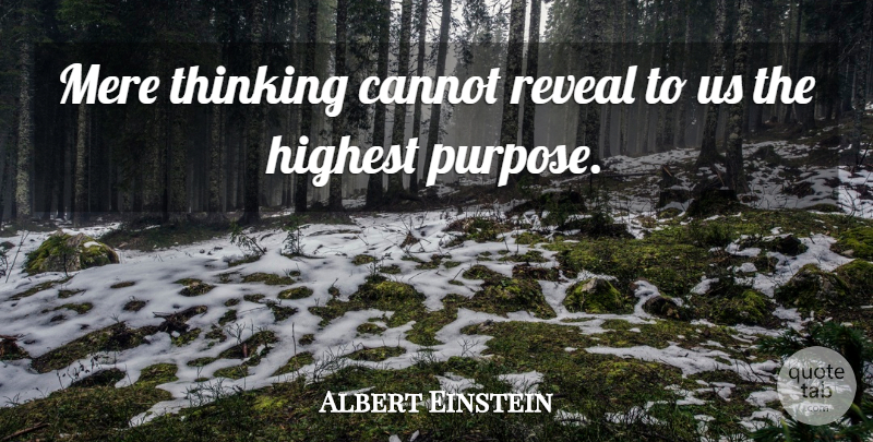 Albert Einstein Quote About Thinking, Purpose, Highest: Mere Thinking Cannot Reveal To...