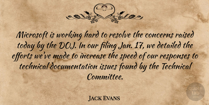 Jack Evans Quote About Concerns, Detailed, Efforts, Filing, Found: Microsoft Is Working Hard To...