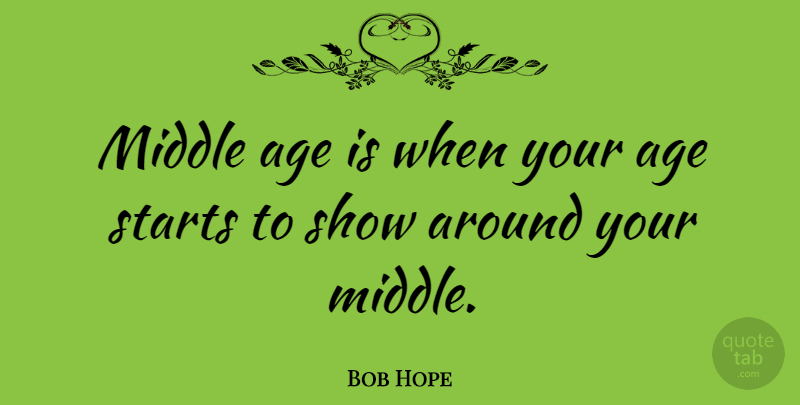 Bob Hope Quote About Birthday, Witty, Funny Inspirational: Middle Age Is When Your...