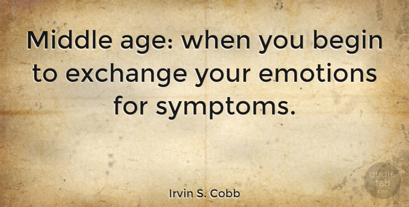 Irvin S. Cobb Quote About Birthday, Age, Emotion: Middle Age When You Begin...