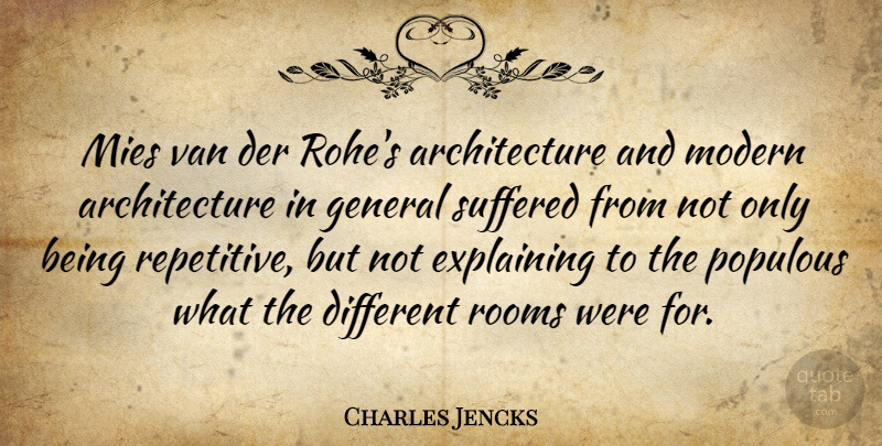 Charles Jencks Quote About Architecture, Rooms, Suffered, Van: Mies Van Der Rohes Architecture...