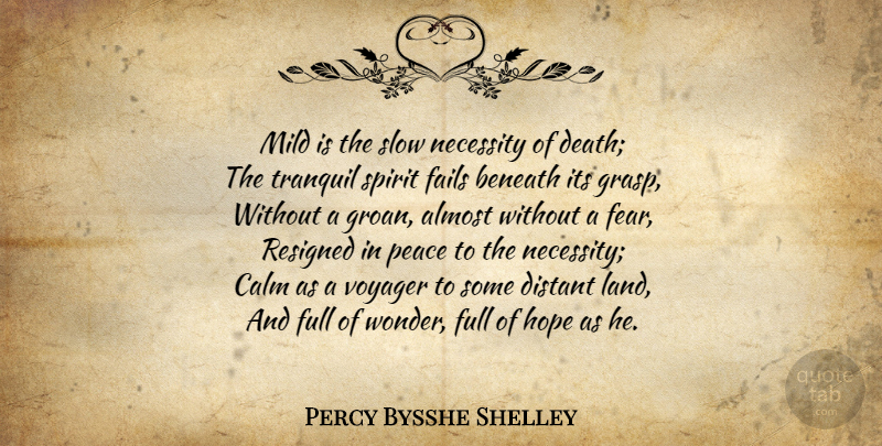 Percy Bysshe Shelley Quote About Death, Land, Calm: Mild Is The Slow Necessity...