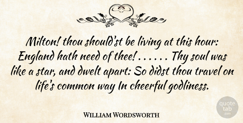 William Wordsworth Quote About Life, Stars, Soul: Milton Thou Shouldst Be Living...