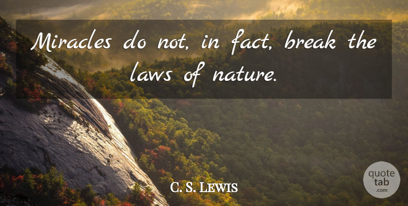 C. S. Lewis Quote About Law, Miracle, Facts: Miracles Do Not In Fact...