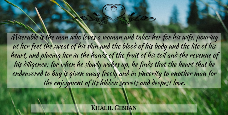 Khalil Gibran Quote About Heart, Men, Blood: Miserable Is The Man Who...