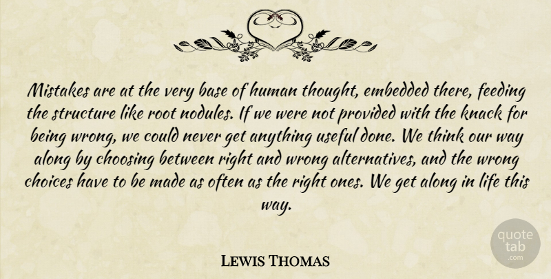 Lewis Thomas Quote About Mistake, Creativity, Thinking: Mistakes Are At The Very...