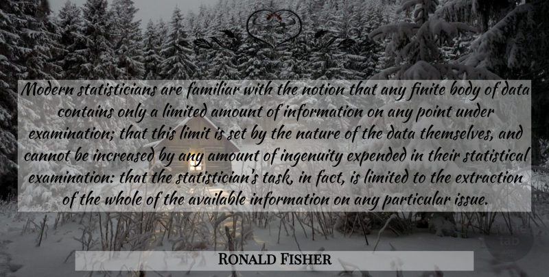 Ronald Fisher Quote About Data, Issues, Body: Modern Statisticians Are Familiar With...