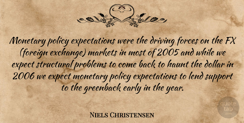 Niels Christensen Quote About Dollar, Driving, Early, Expect, Forces: Monetary Policy Expectations Were The...