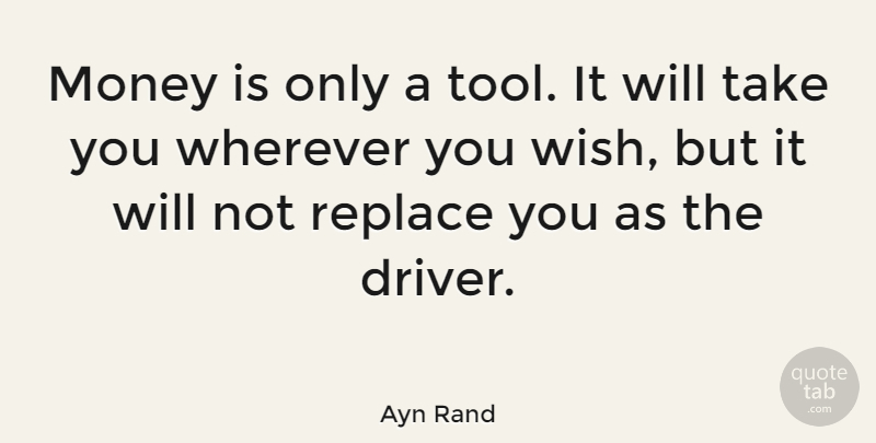 Ayn Rand Quote About Inspirational, Money, Powerful: Money Is Only A Tool...