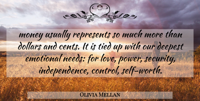 Olivia Mellan Quote About Money, Emotional, Self Worth: Money Usually Represents So Much...